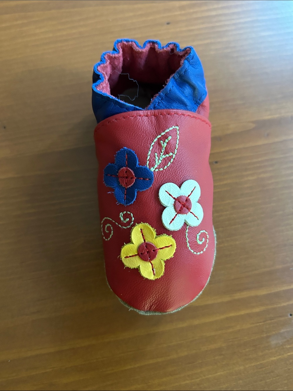Robeez Red Leather Flower Slip-On Shoes